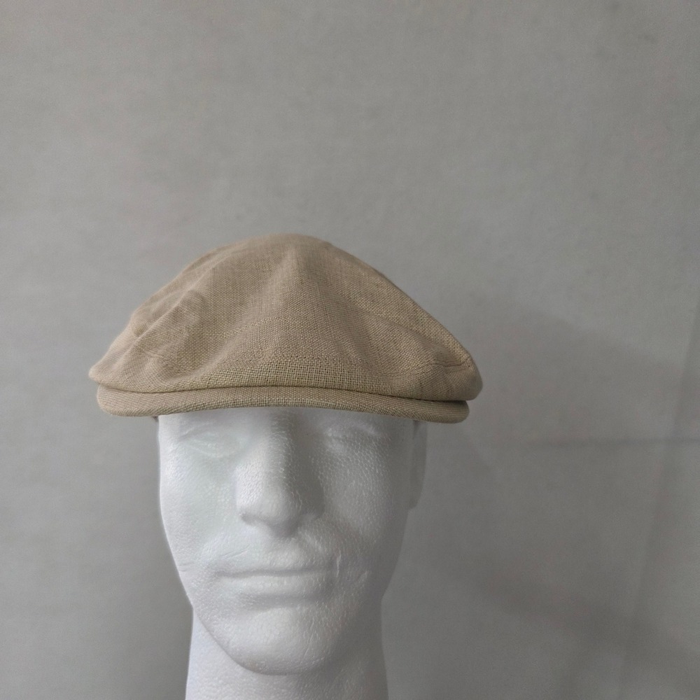 Wonderful Fashion Flat Cap Mens S/M Tan 100% Linen Paisley Lined IV1016 Newsboy